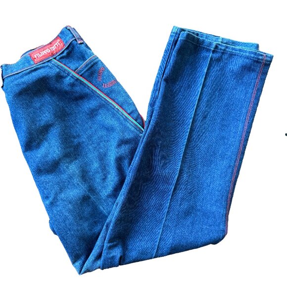 Vintage Filippo Totti Pants Red Stitching Blue Piping Accents Size 32 - Picture 1 of 6
